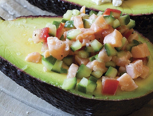 Avocado with ceviche of salmon