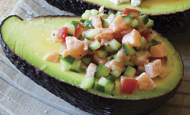 Avocado with ceviche of salmon