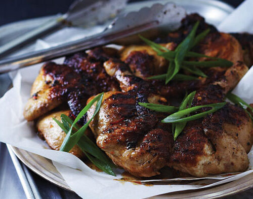 Grilled spatchcock with garlic, chilli & spring onion