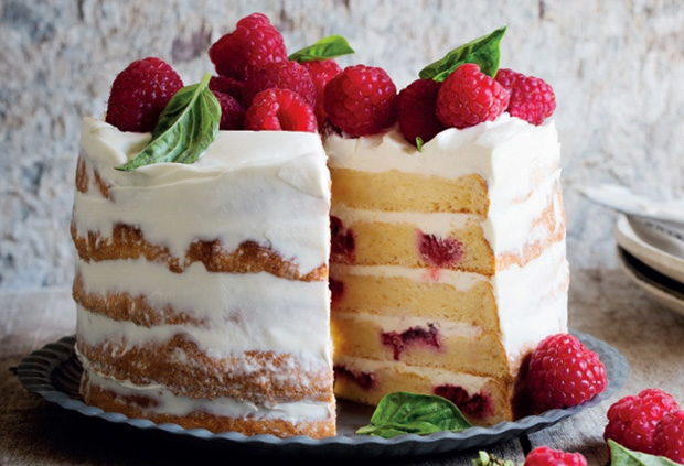 Gluten-free naked raspberry cake