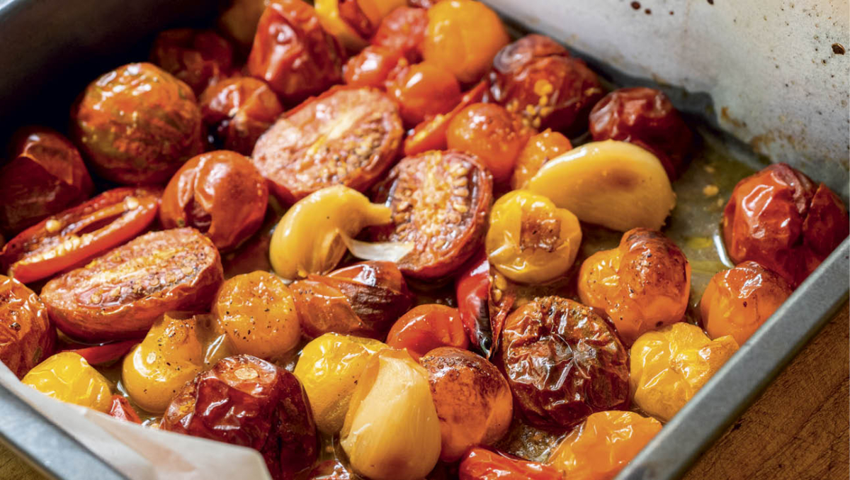 Cherry tomatoes are finicky with tiny seeds – I prefer roasting them with garlic, chilli, anchovies and olive oil to freeze for instant pasta sauce.